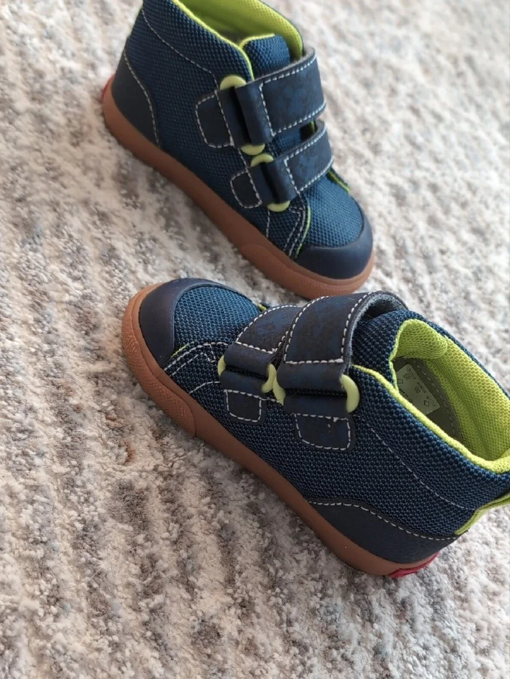 Toddler Boys See Kai Run Size 6 - Navy/Lime High-Top Sneakers with Velcro Straps
